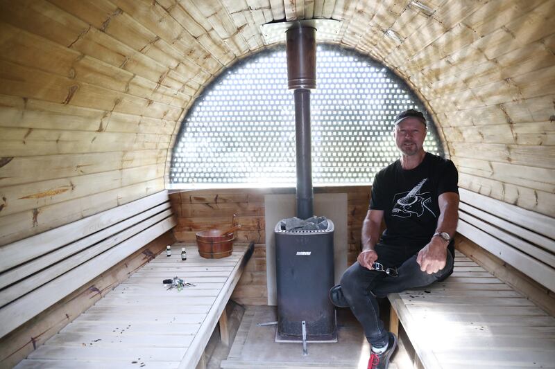 Paul Holmes in the sauna 