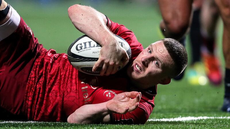 Andrew Conway scores for Munster in their win over the Southern Kings. Photograph: Laszlo Geczo/Inpho