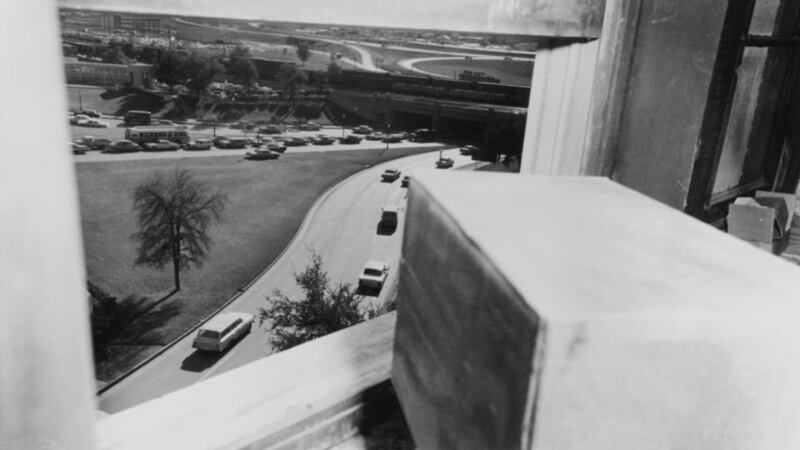 The view from the Texas Book Depository taken about an hour after Lee Harvey Oswald shot President Kennedy from there.