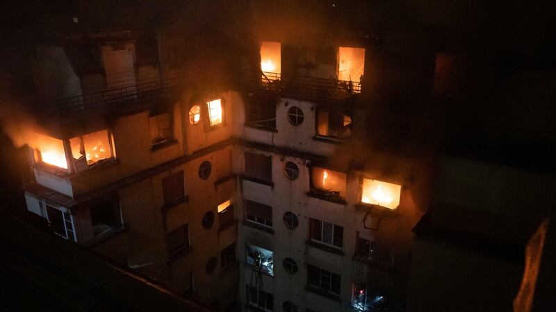 Fire in a building in Erlanger street in the 16th arrondissement in Paris, that killed eight people. Photograph:  BSPP - Brigade de sapeurs-pompiers de Paris/AFP