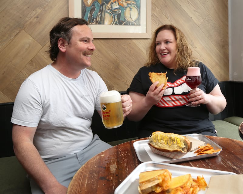David and Jess Murphy of Kai at the Bierhaus for a grilled-cheese sandwich and Kraut Dog. Photograph: Joe O'Shaughnessy 