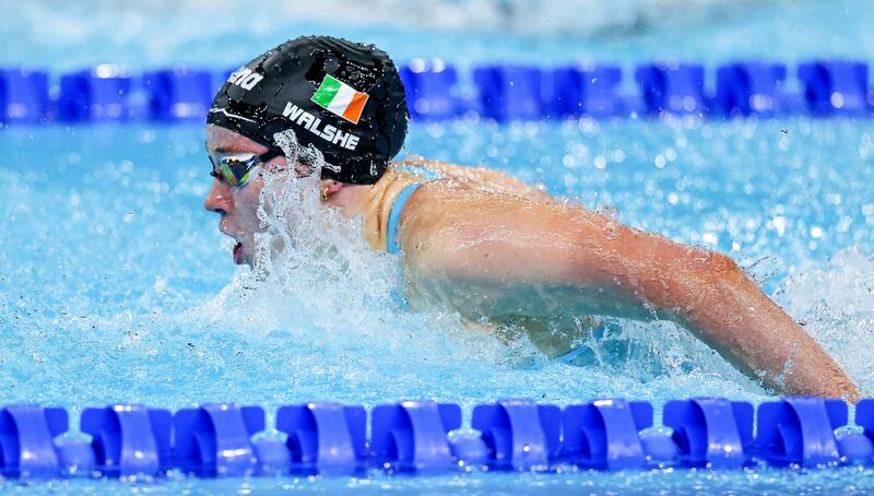 Ireland’s Ellen Walshe in the women’s 100m butterfly heats. Photograph: James Crombie/Inpho