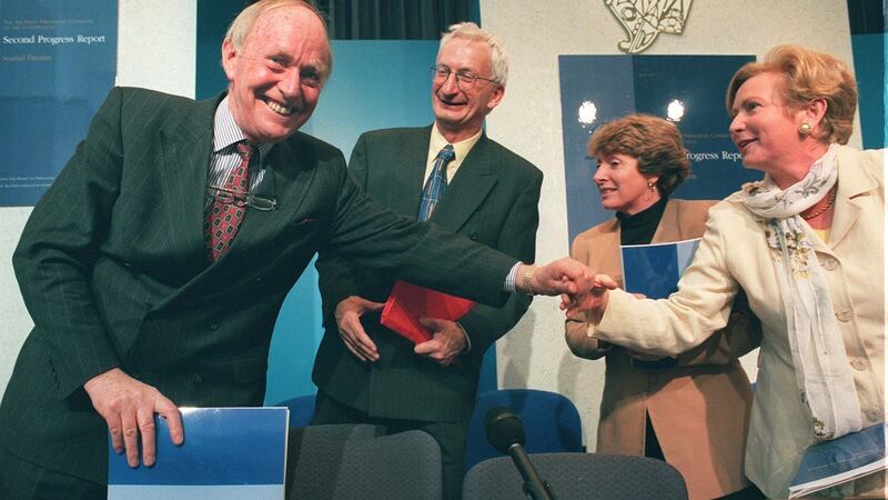 Michael O’Kennedy with former TDs Jim O’Keeffe and Kathleen Lynch, and MEP Frances Fitzgerald. Photograph: Matt Kavanagh.