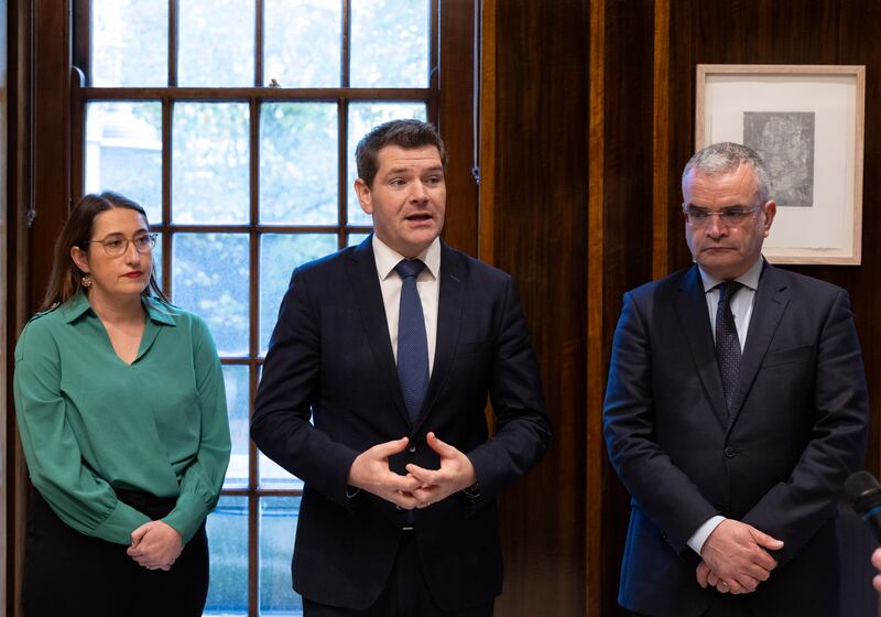 Peter Burke (centre) had Michael O’Leary launch his election campaign. Photograph: Collins 