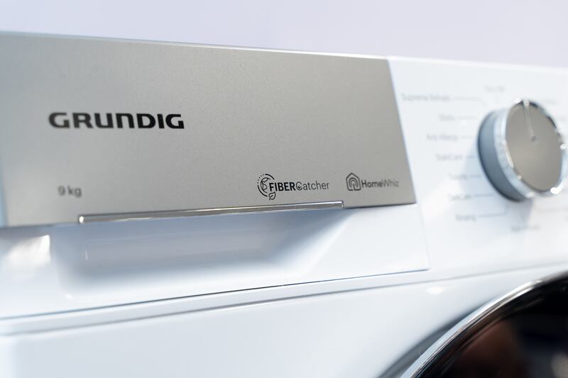 Pic: A-rated washing machine the Grundig FiberCatcher has Bluetooth technology to help you manage timings of loads