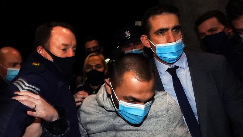 Jozef Puska (31), is led into Tullamore District Court where he was charged with the murder of Ashling Murphy in Tullamore, Co Offaly. Photograph: Brian Lawless/PA Wire