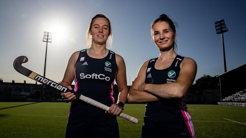Ireland’s Megan Frazer and Emily Beatty:  the side gains Olympic qualification if it can beat Canada. Photograph:   Bryan Keane/Inpho