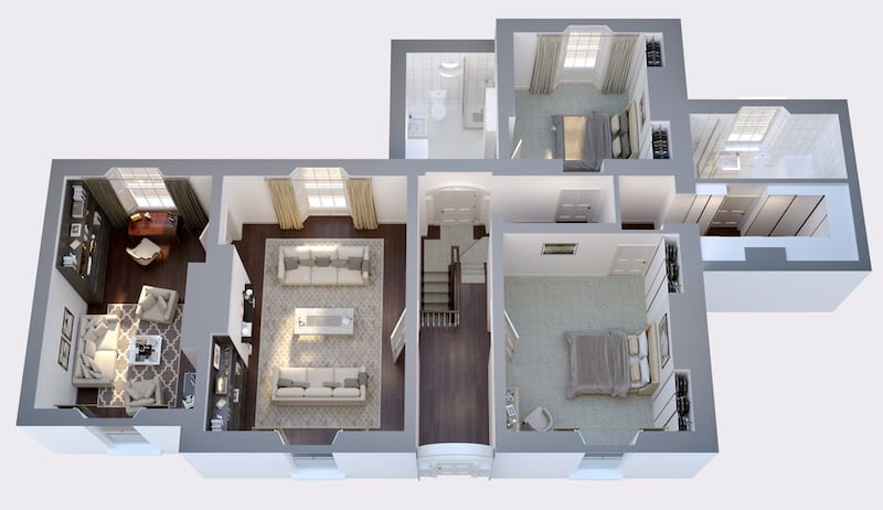 Architectural plans for hall level at 22 Garville Avenue, Rathgar, Dublin 6