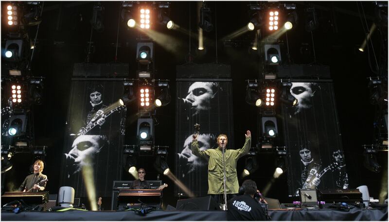 Oasis performing at Slane Castle, Co Meath, in 2009. Photograph: Dara Mac Dónaill/The Irish Times