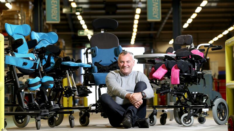 Business man James Leckey in the workshop of his factory in Lisburn which makes medical equipment and aids for disabled children. Photograph: Stephen Davison/Pacemaker Press