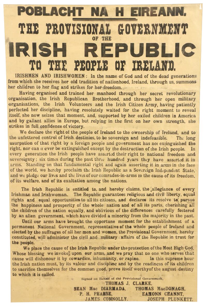 This 1916 Proclamation of the Irish Republic realised €170,000 through Fonsie Mealy.