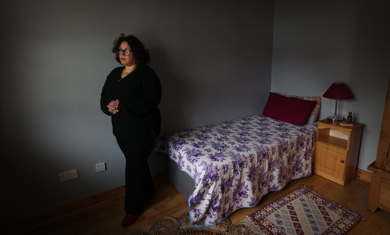 Sherin Alsabbagh, originally from Gaza and now an Irish citizen, in the bedroom of her house that she has prepared for her mother Najwa in Ballaghderreen Co. Roscommon. Photograph: Bryan O’Brien/The Irish Times


