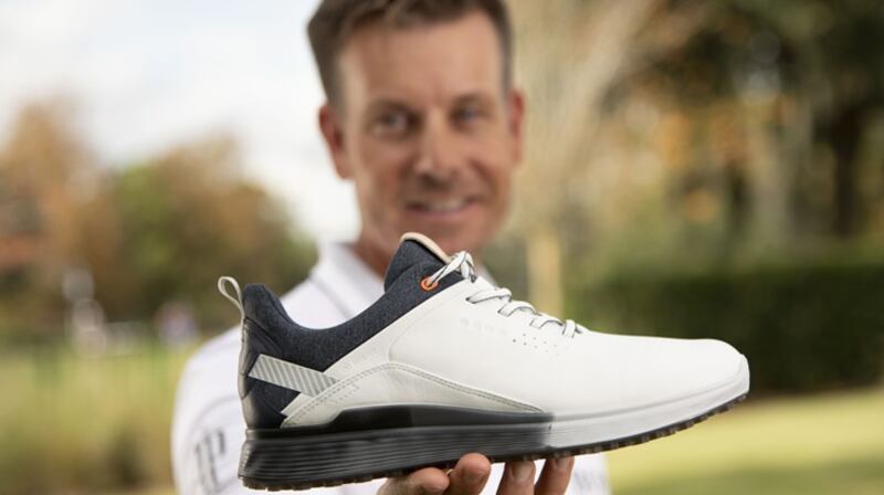 Henrik Stenson: will be wearing special editions of the Danish company’s S-Three hybrid footwear at the Masters