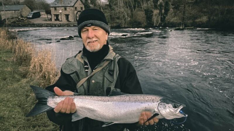 Paul Cardy with the second salmon of 2022 in Ireland, caught on the Drowes river