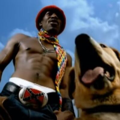 Outkast’s Andre 3000 wears a Confederate buckle in the video for Ms Jackson. Photograph: Youtube/Vevo
