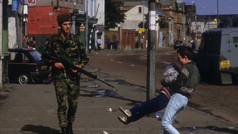 A British soldier in Belfast: Andrew Miller’s new novel is about a soldier in Northern Ireland in the 1980s, and one event in particular continues to disrupt his state of mind. Photograph:  Kaveh Kazemi/ Getty