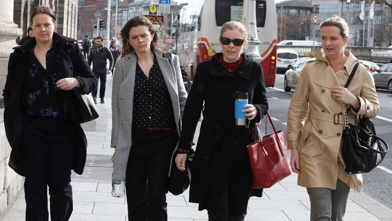 Members of the Quinn family - Aoife, Brenda, Colette and Ciara, daughters of Sean Quinn – pictured at the Four Courts last month. Photograph: Collins Courts