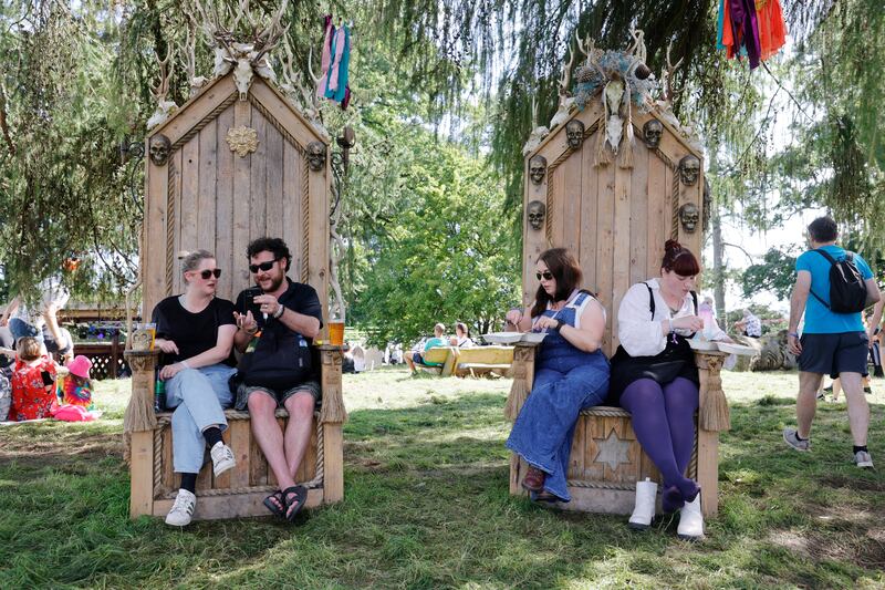 Festivalgoers relaxing on day two of Electric Picnic 2023. Photograph: Alan Betson/The Irish Times

