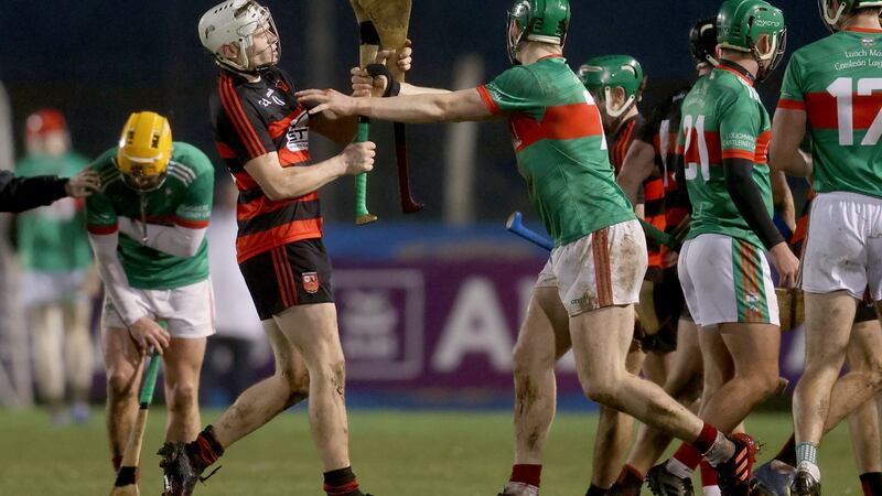 Tempers flare between Ballygunner’s Mikey Mahony and Loughmore-Castleiney’s  Brian McGrath Photograph: Tom Maher/Inpho