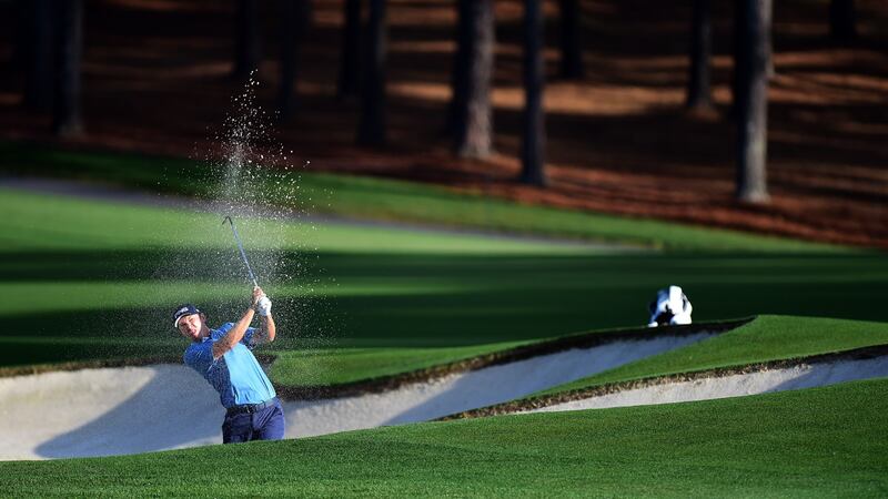 Séamus Power plays a shot from a bunker on the fifth hole. Photograph: Jared C Tilton/Getty Images