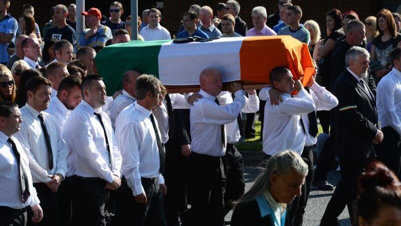 The funeral of Real IRA leader Alan Ryan takes place at Donaghmede in Dublin in 2012. Photograph: Cyril Byrne/The Irish Times