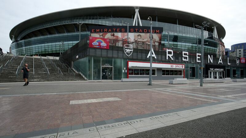 Arsenal’s Emirates Stadium is deserted on Sunday. Photograph: Jonathan Brady/PA