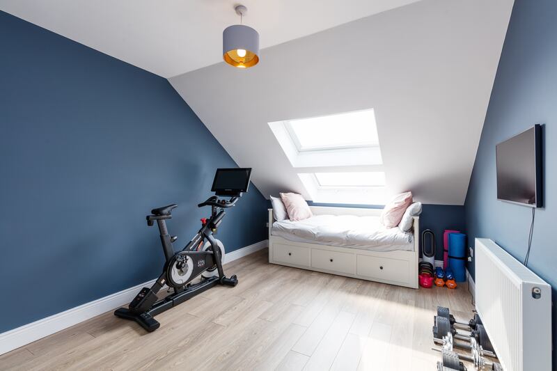 A den lies on the second floor.