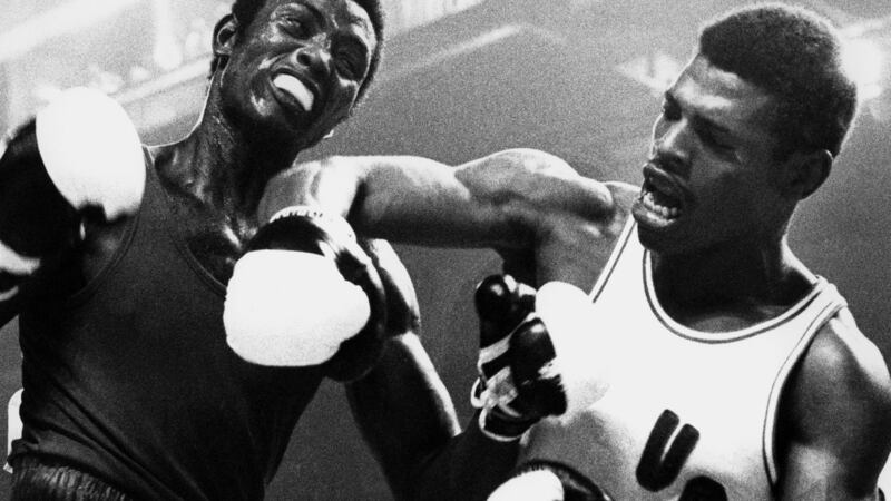US boxer Leon Spinks punches Cuba’s Sixto Soria during the 81kg finals of the 1976 Olympic Games in Montreal. Photograph: Getty Images