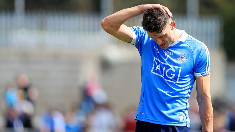 Dublin captain Chris Crummey looks dejected after their defeat to Kilkenny in the  Leinster  SHC Round 1 match at  Parnell Park last Sunday. Photograph: Donall Farmer/Inpho