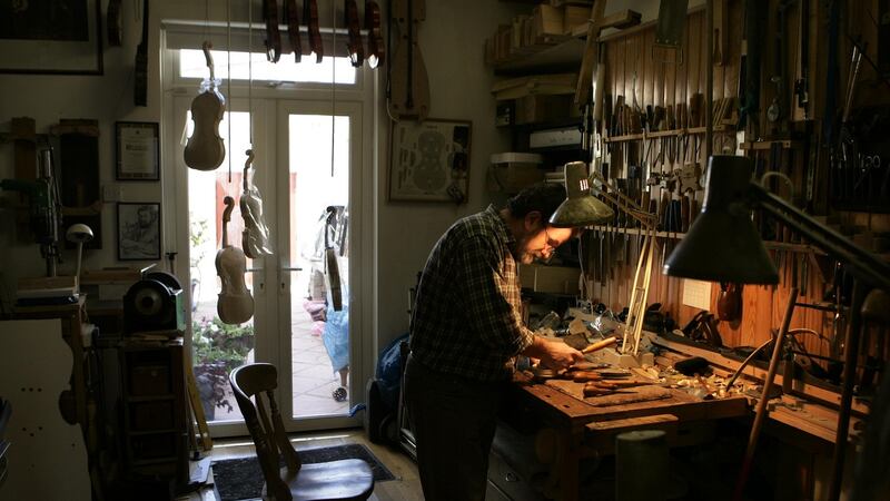 James Beatley in his workshop at 83 Manor Street in Stoneybatter, Dublin. Photograph: Dara Mac Dónaill