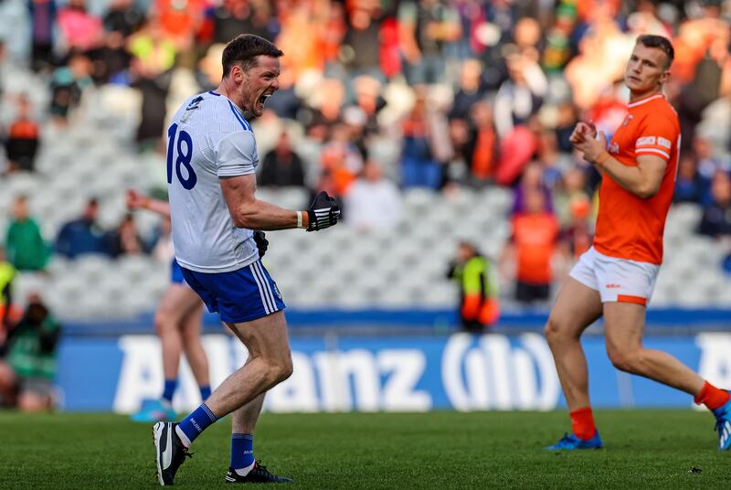 Monaghan’s Conor McManus sends the game against Armagh to penalties after kicking a late free. Photograph: James Crombie/Inpho