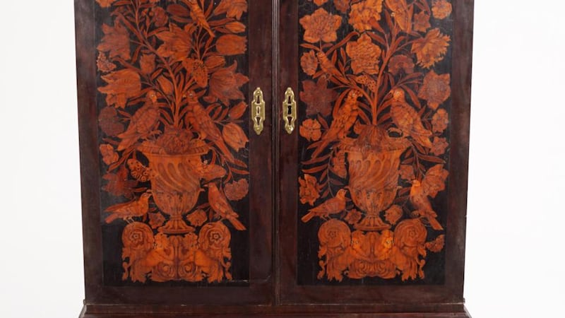 Lot 12, 18th century marquetry cabinet from Luggala, Co Wicklow