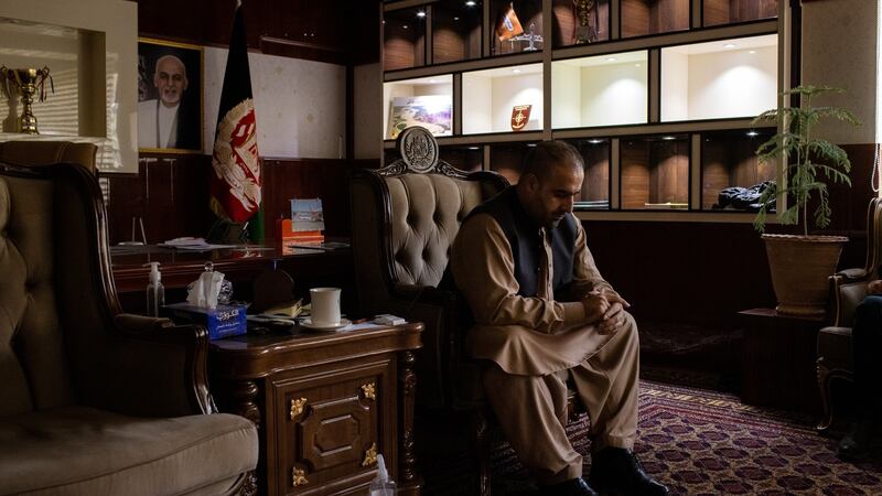 Governor Najibullah Omarkhil in his office in Kunduz, Afghanistan. Photograph: Jim Huylebroek/New York Times