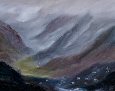 "Gathering the Flock" painted by John was sold by raffle ticket at the Beara Arts Festival, raising €615 for Cancer Connect. John has exhibited paintings in Ireland the US.