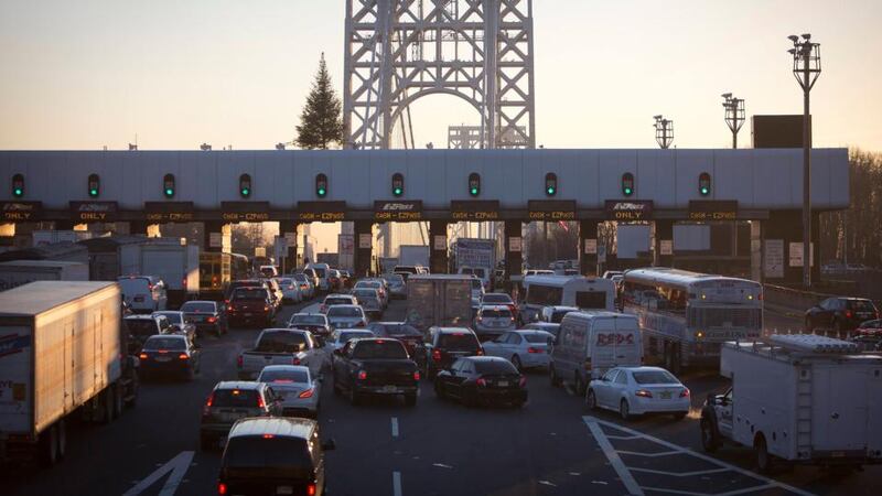 The George Washington Bridge toll booths are pictured in Fort Lee, New Jersey today. Photograph: Reuters/Carlo Allegri
