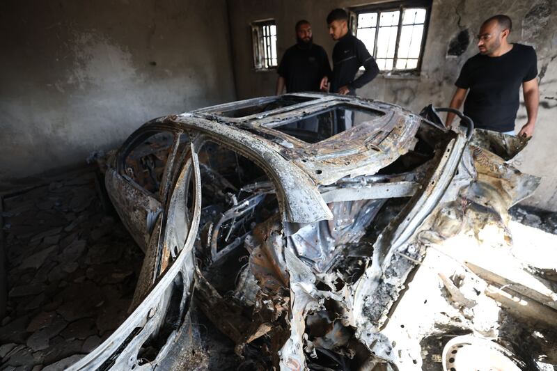Palestinians inspect a damaged house which, according to Israel's military, was used by an armed group and contained rockets and explosive materials, in the West Bank, September 19th, 2025. Photograph: Alaa Badarneh/ EPA