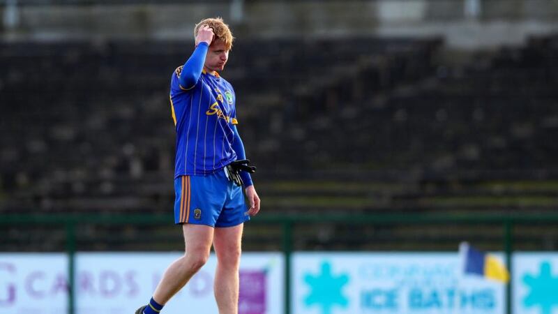 Cathal Callinan of Clann na nGael dejected at the final whistle. Photograph: Tommy Dickson/Inpho