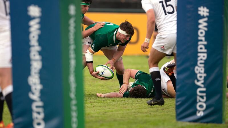 Ireland’s Ryan Baird in action against England at Santa Fe. Photograph: Pablo Gasparini/Inpho