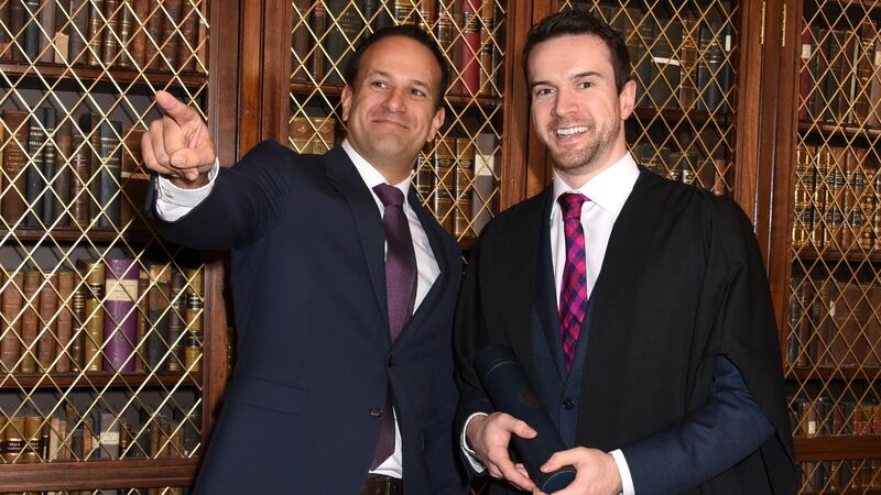 Dr Matthew Barrett, after his graduation from a specialist cardiology course at the Royal College of Physicians, with his partner Taoiseach Leo Varadkar.