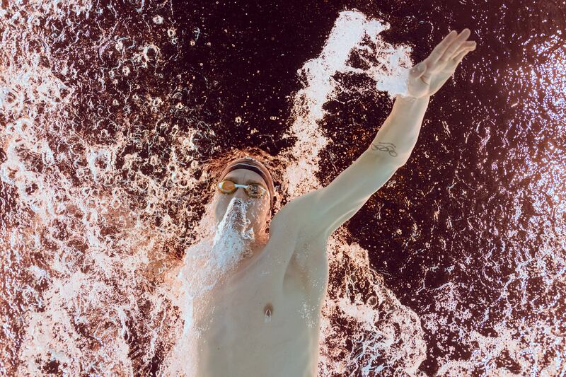 An underwater view shows Ireland's Daniel Wiffen competing in the Olympic final of the men's 800m freestyle swimming event in Paris. Photograph: Oli Scarff/AFP via Getty Images