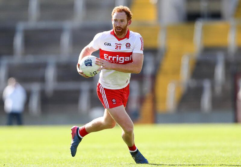Half-full: Conor Glass says that although teams will be more wary of Derry this season, his team are stronger than last season. Photograph: Ken Sutton/Inpho