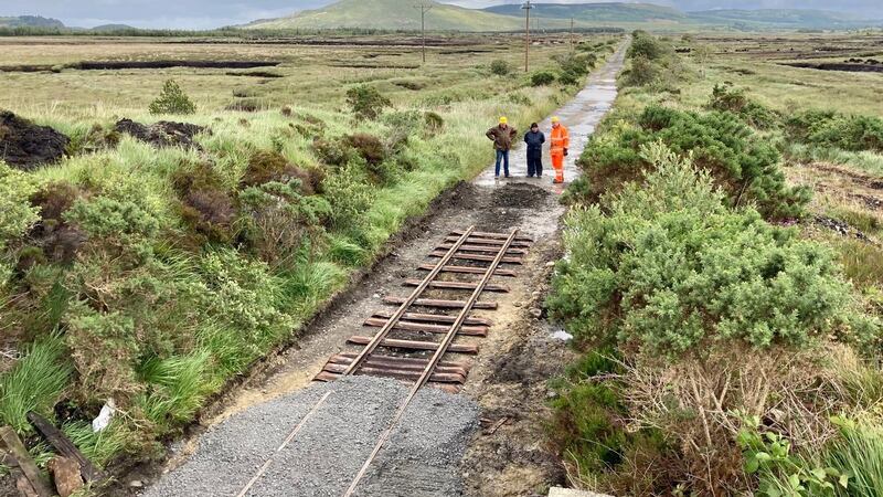 Where the recently laid narrow gauge tracks end. It is hoped in time that the broad gauge track will stretch into the distance. Photograph: Jim Deegan