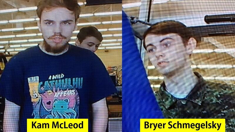 Kam McLeod (19) and Bryer Schmegelsky (18) from Port Alberni, British Columbia, are considered main suspects in the killing of three people. Photograph: Alberta RCMP/AFP/handout /Getty