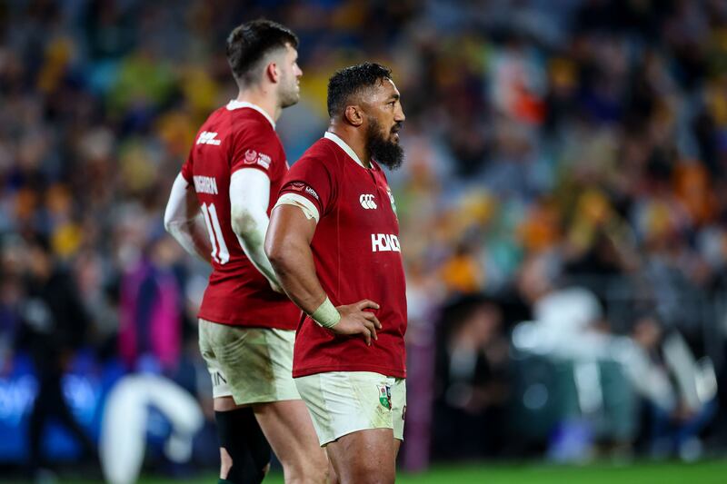 Bundee Aki dejected after an Australia try. Photograph: James Crombie/Inpho