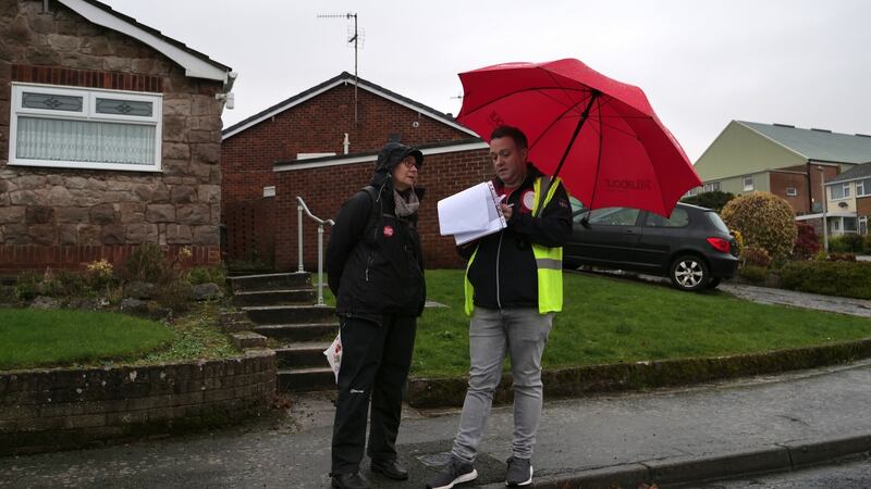 Local activist and teacher Ray Wood leading a canvass