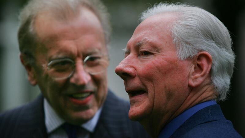 Gay Byrne and British presenter David Frost photographed in Dublin in 2004. Photograph: Bryan O’Brien/The Irish Times