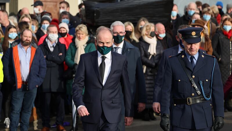 An Taoiseach Micheál Martin at the funeral of Ashling Murphy. Photograph: Dara Mac Dónaill
