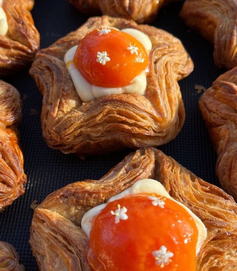 Pastry with vanilla custard and apricots. Photograph: Elliot's/Instagram