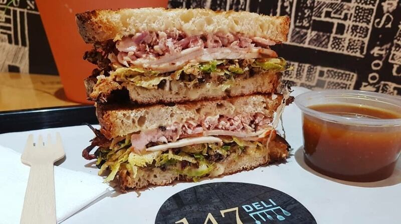 Barry Stephens’s 147 Christmas sandwich filled with turkey, ham, cranberry and Brie.