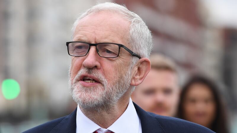 UK Labour Party leader Jeremy Corbyn arrives at the Andrew Marr Show on the second day of the Labour Party Conference in Brighton. Photograph: Andy Rain/EPA